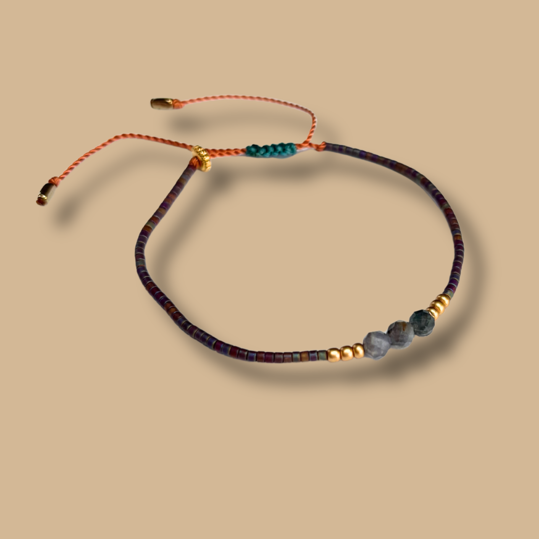 Bracelet perles irisées et saphir HIPPY