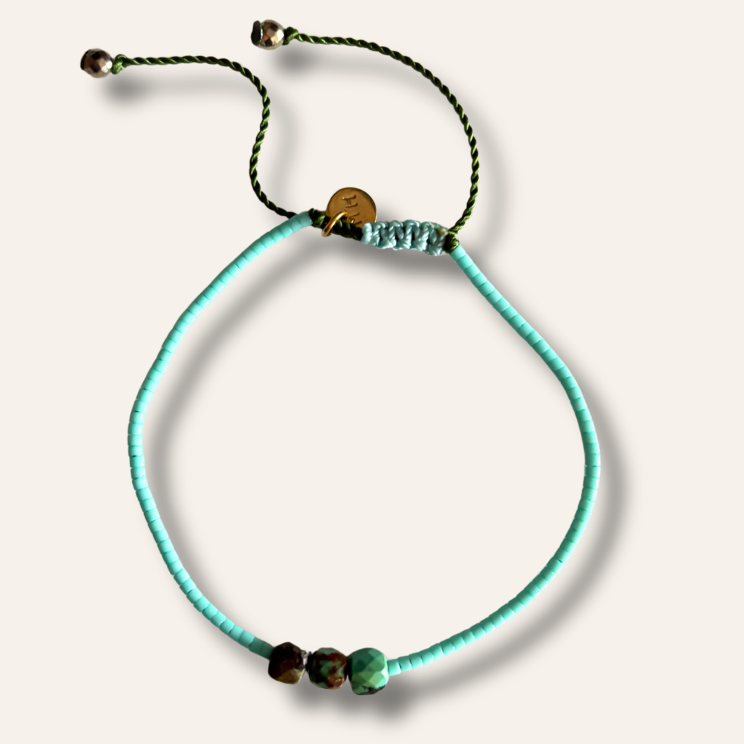 Bracelet Hippy bleu ciel & Turquoise