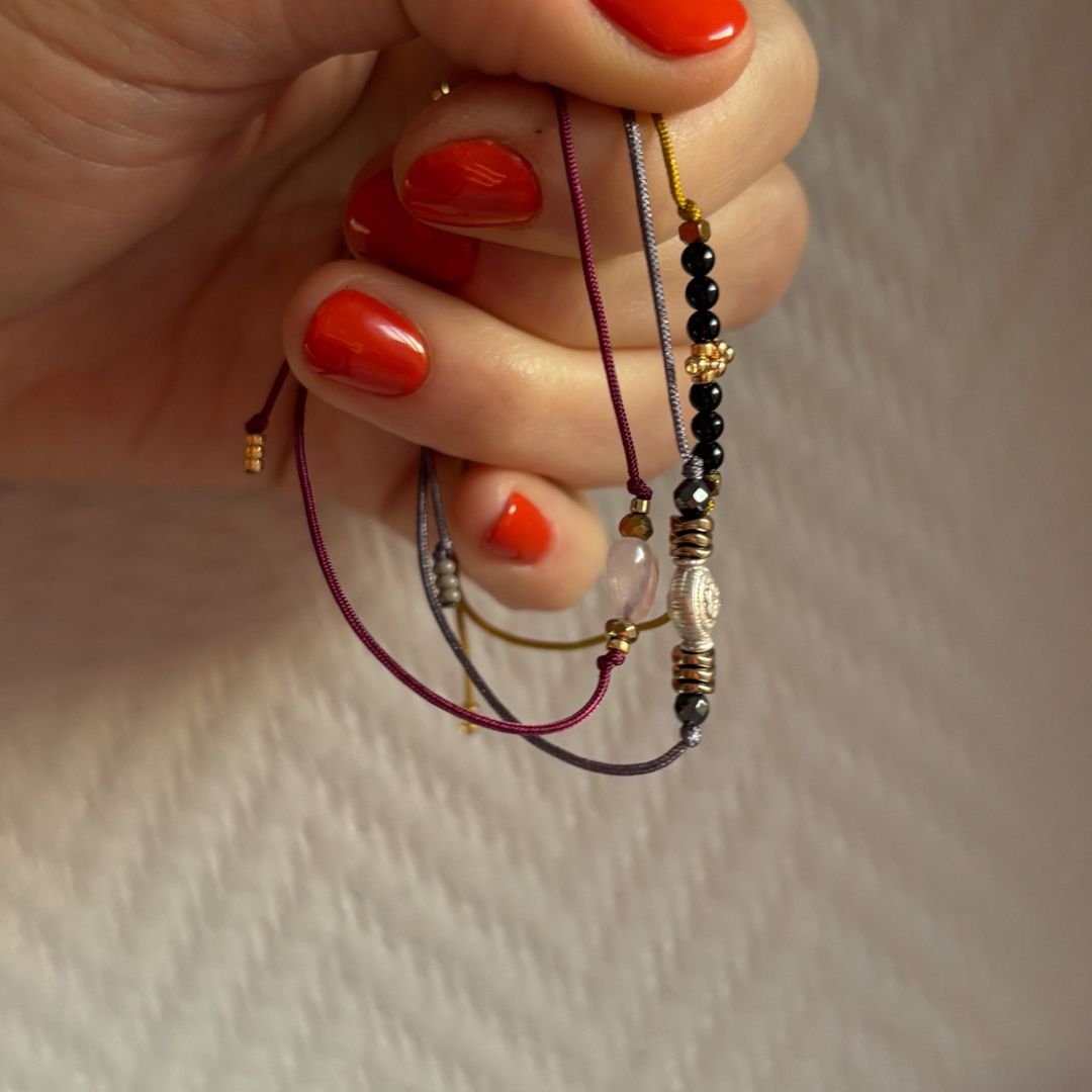 Bracelet Pépite – onyx et trèfle