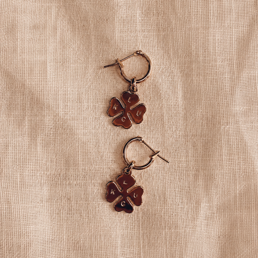 Boucles d'oreilles en plaqué or 3 microns Trèfle à 4 feuilles