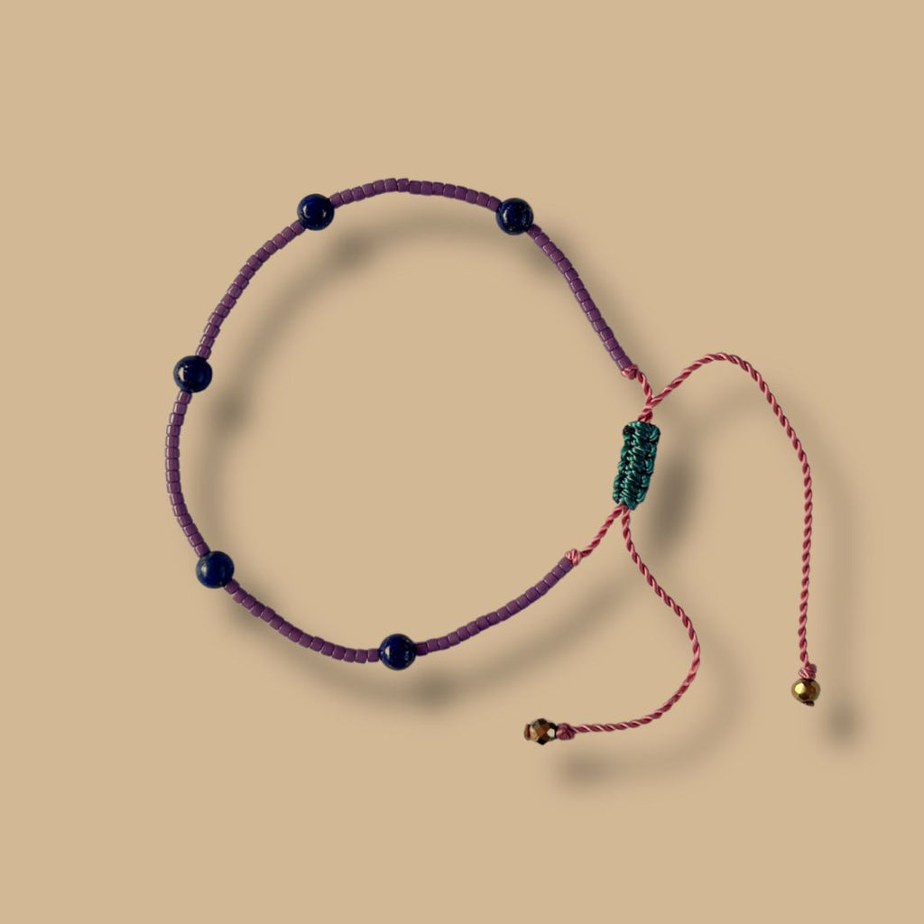 Bracelet HIPPY Lapis lazuli et perles Miyuki mauves