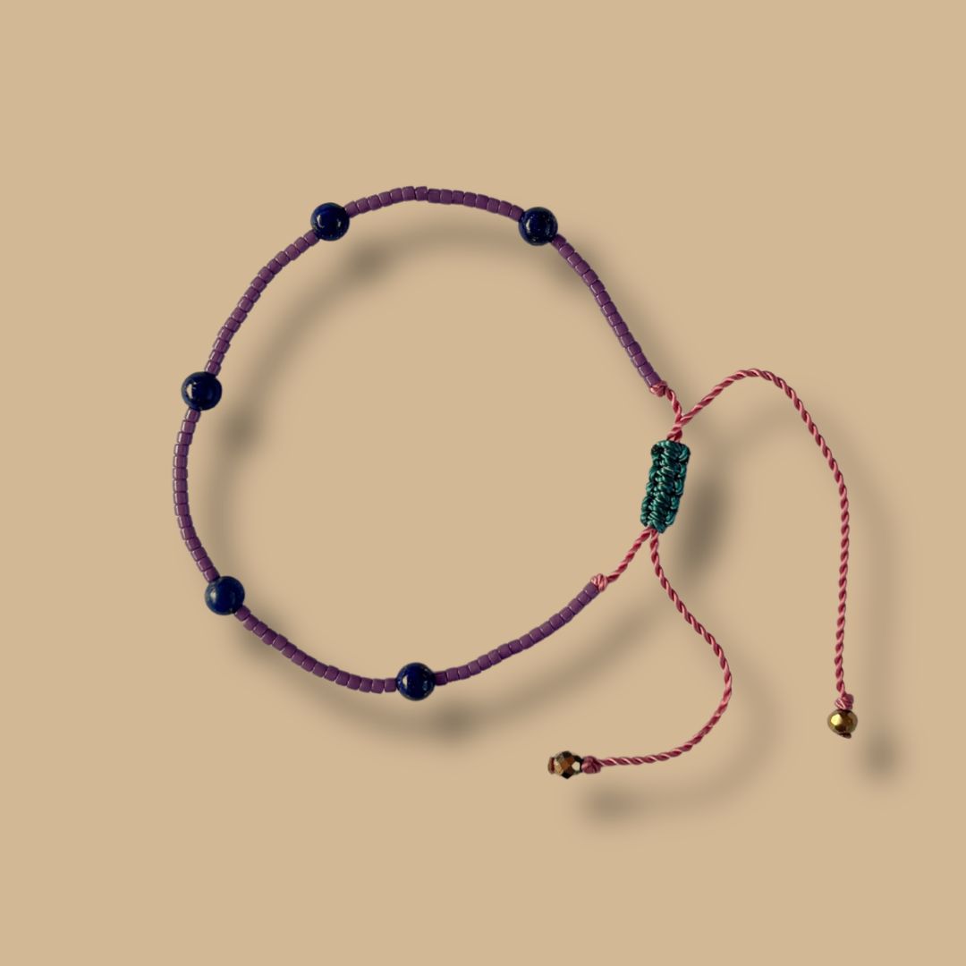Bracelet HIPPY Lapis lazuli et perles Miyuki mauves