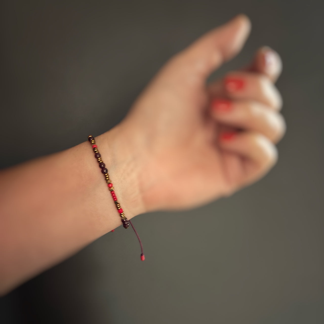 Bracelet HIPPY mix rouge et grenat