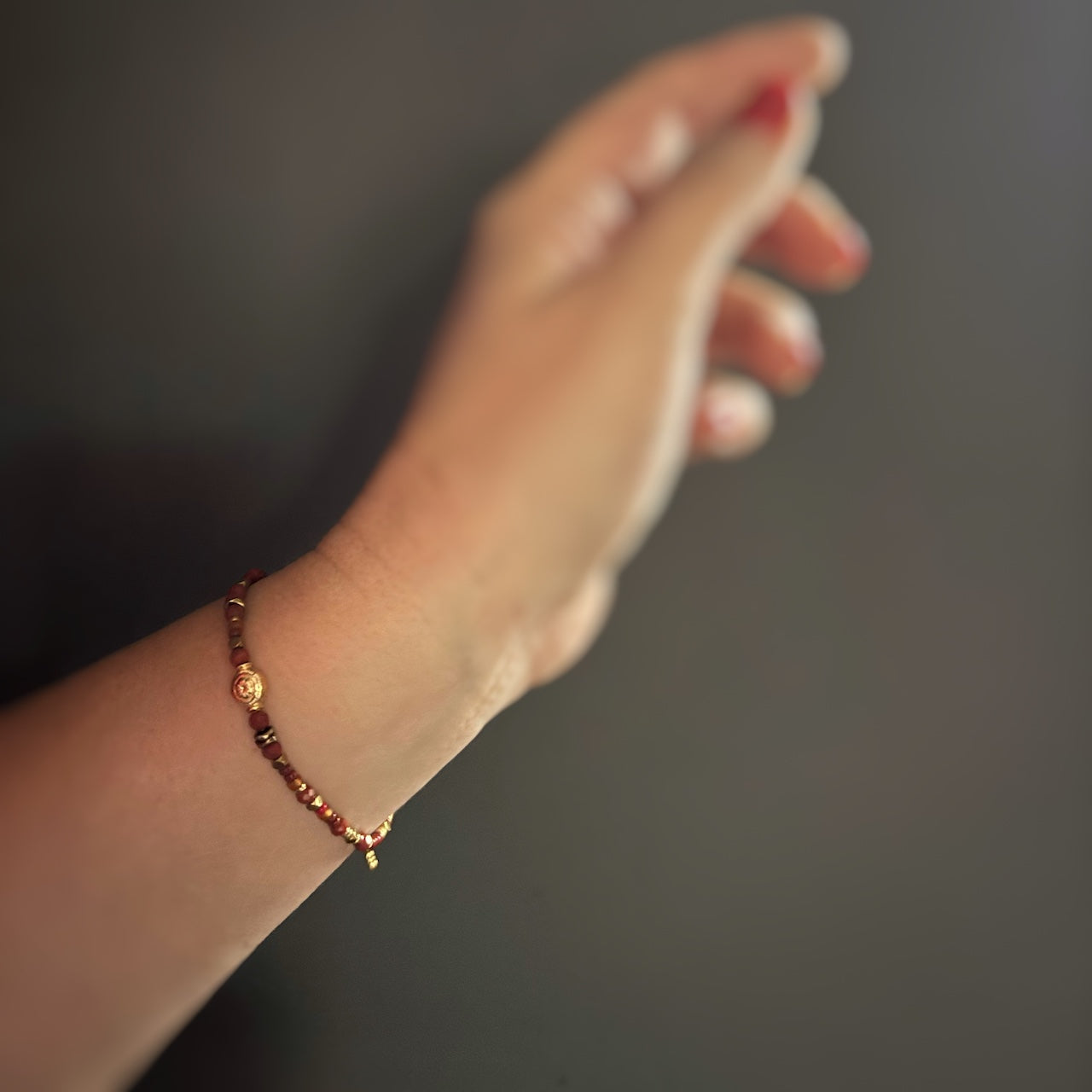 Bracelet HIPPY japse roue et perle dorée