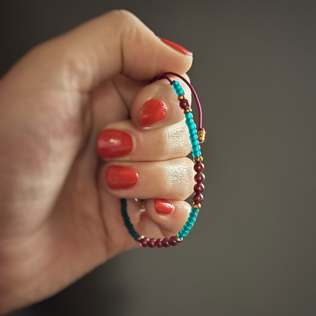 Bracelet HIPPY turquoise et grenat