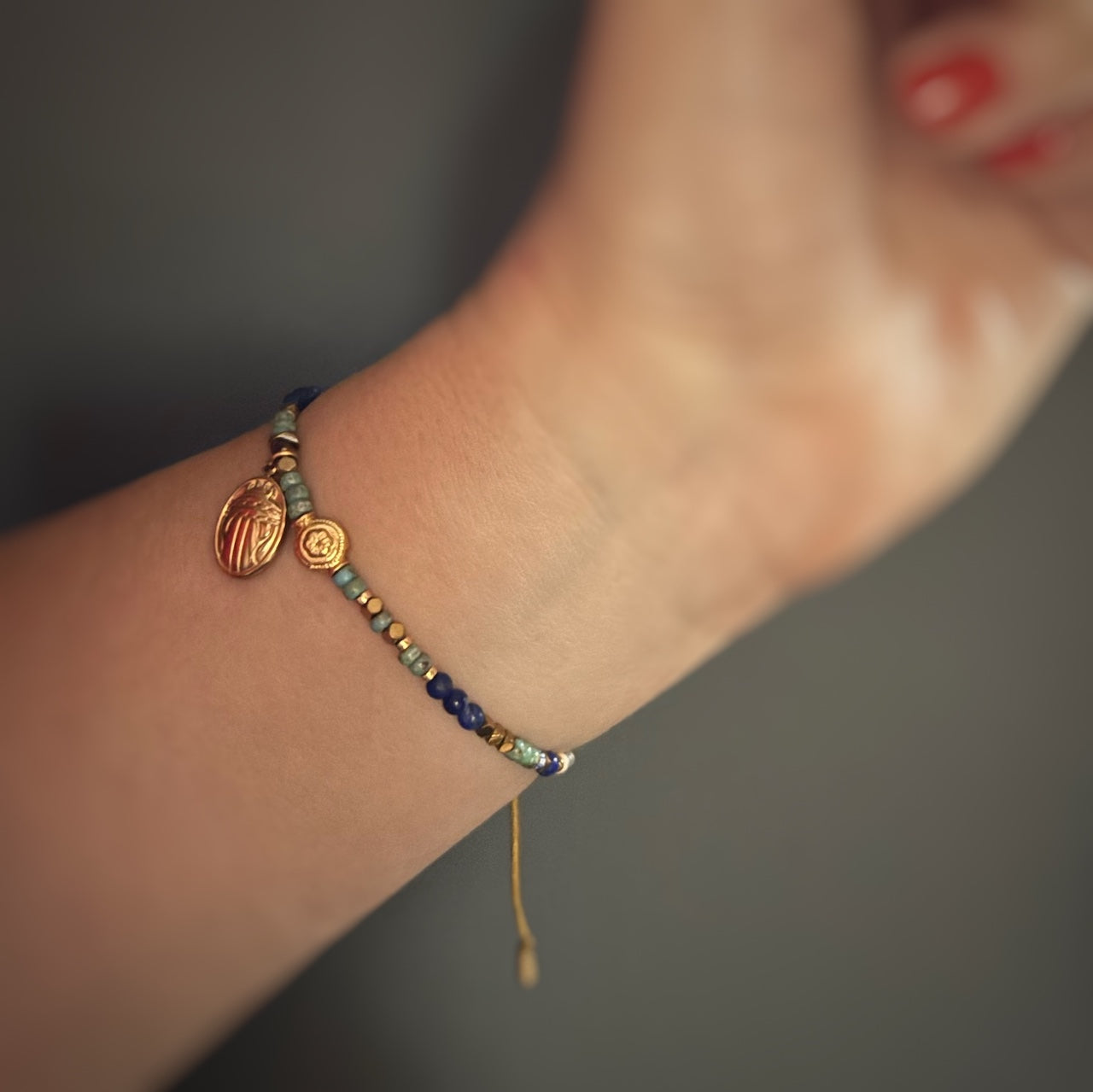 Bracelet TALISMAN · Scarabée & Lapis Lazuli