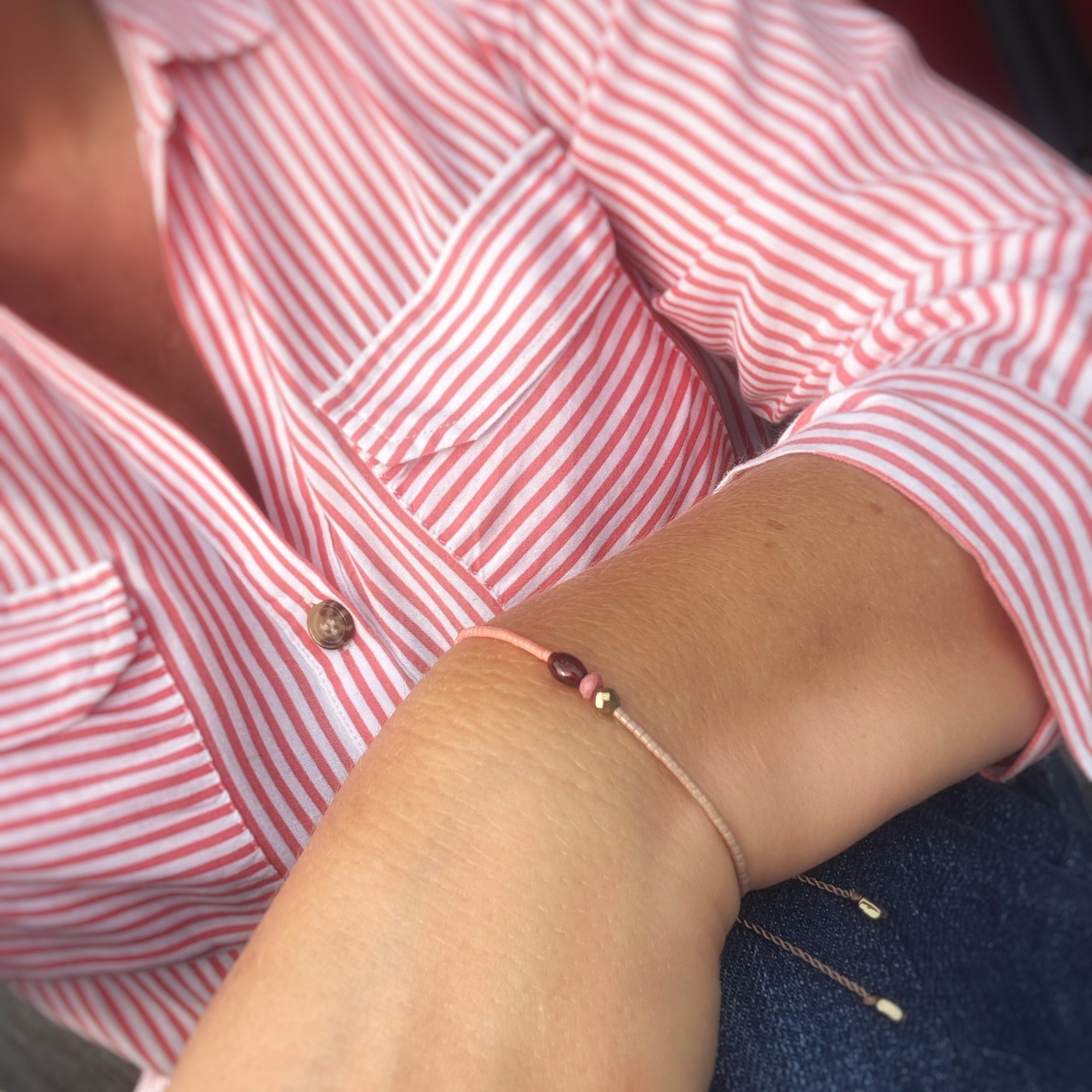 Bracelet Hippy Hématite, Rhodonite et Grenat