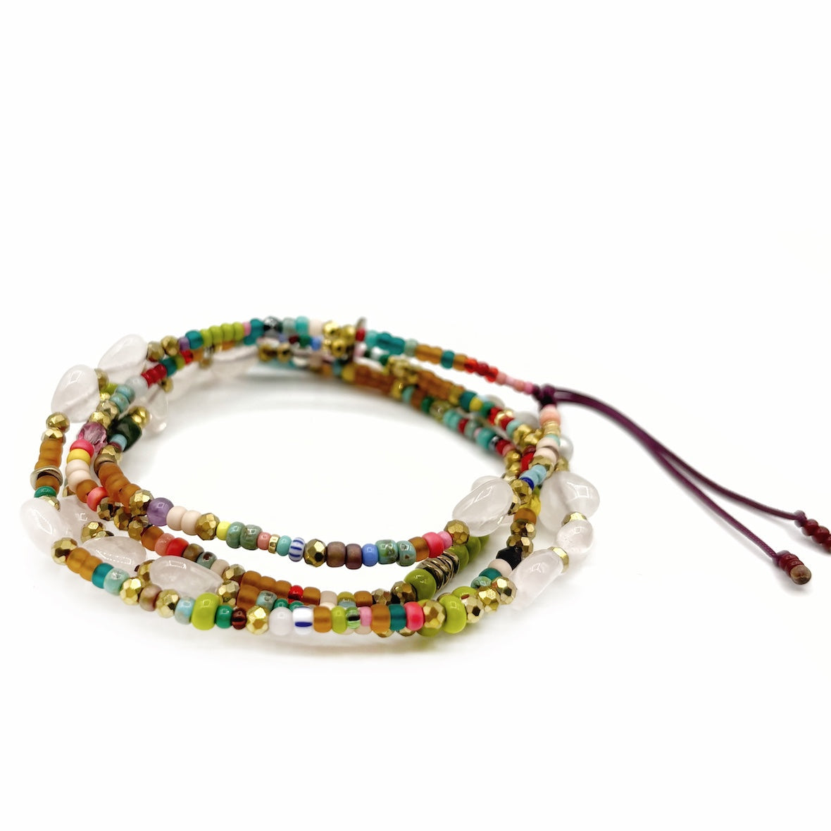 Bracelet HIPPY avec coeur en quartz rose