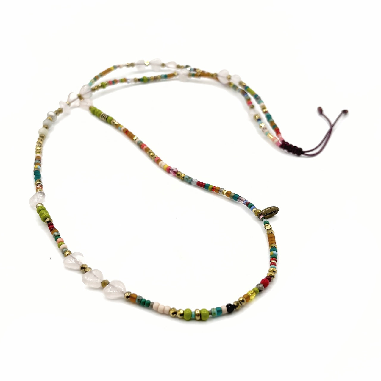 Bracelet HIPPY avec coeur en quartz rose