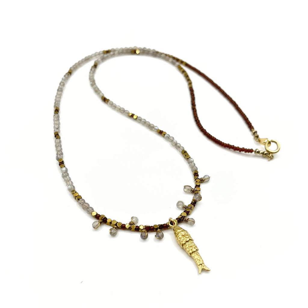 Collier Talisman poisson et labradorite