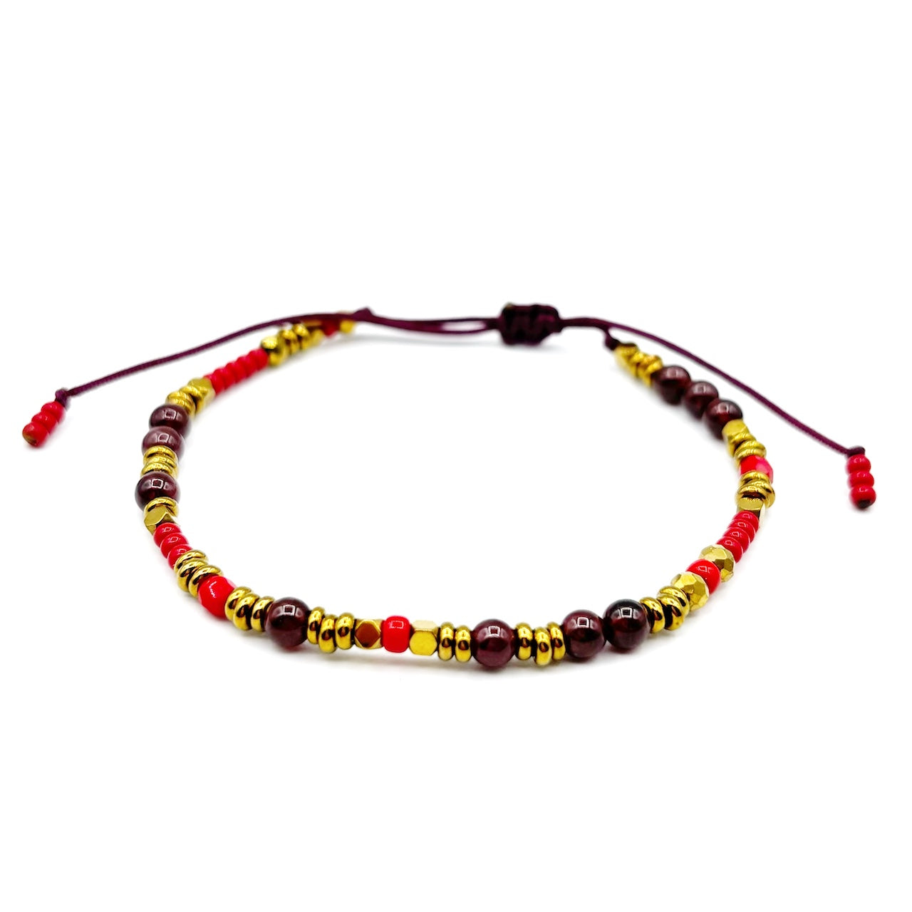 Bracelet HIPPY mix rouge et grenat