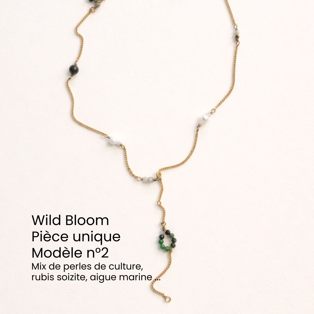 Collier Wild Bloom – Bijou artisanal belge en pierres naturelles