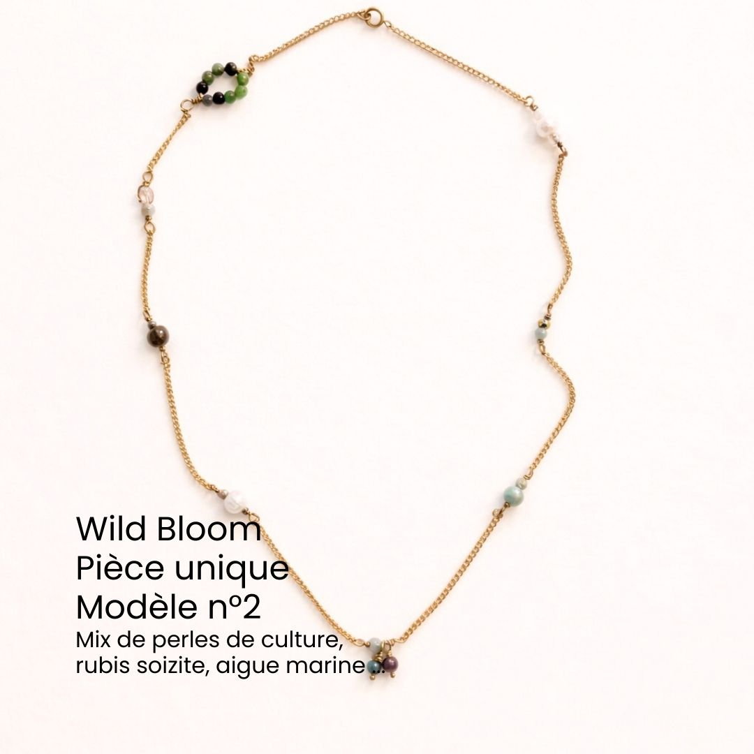 Collier Wild Bloom – Bijou artisanal belge en pierres naturelles