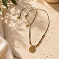 Collier perle dorée et médaille gravée inspiration italie