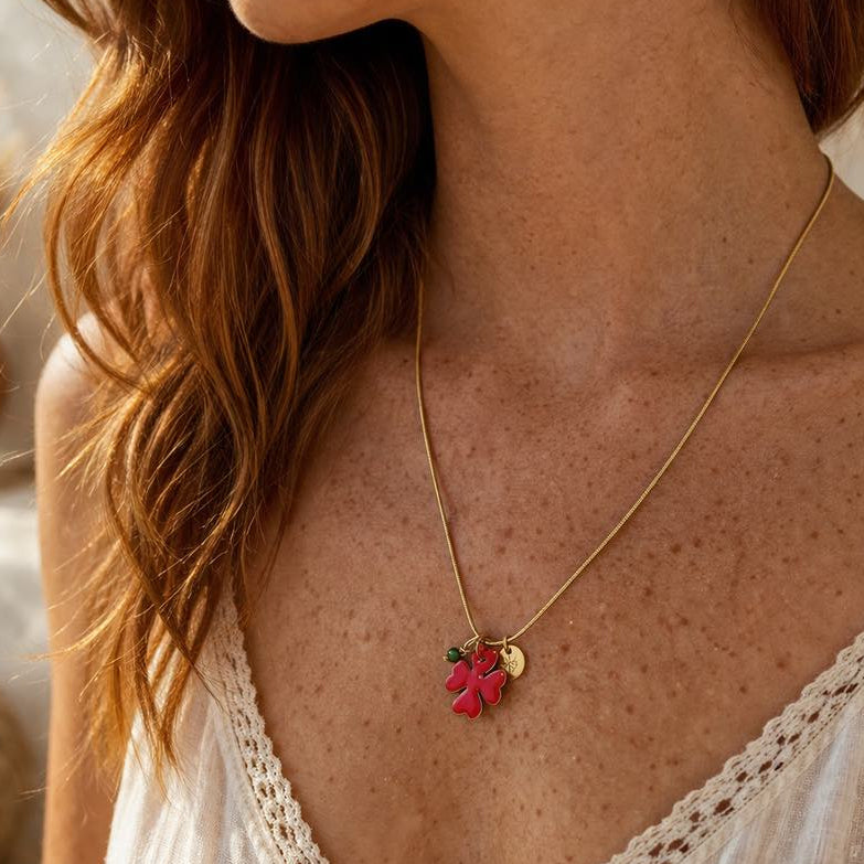 Collier porte bonheur trèfle bijou été 