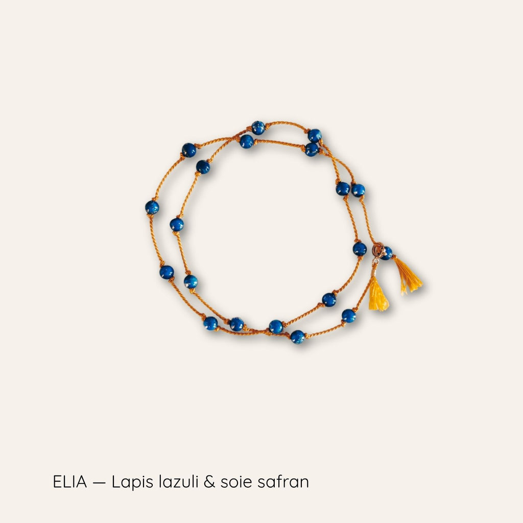 Collier qui peut aussi se porter en bracelet en l'enroulant 2 fois autour du poignet