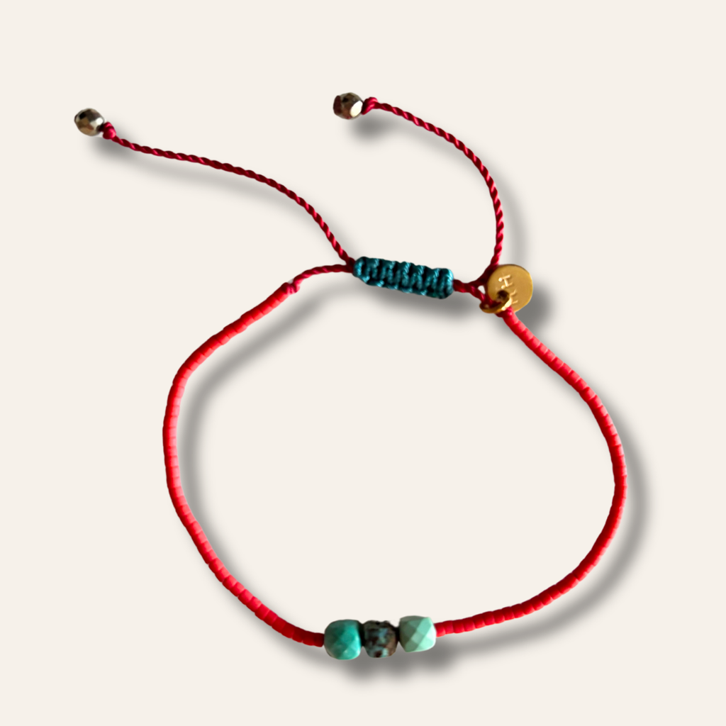 Bracelet Hippy Rouge & Turquoise