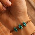 Bracelet NOMADE triple fleurs turquoises