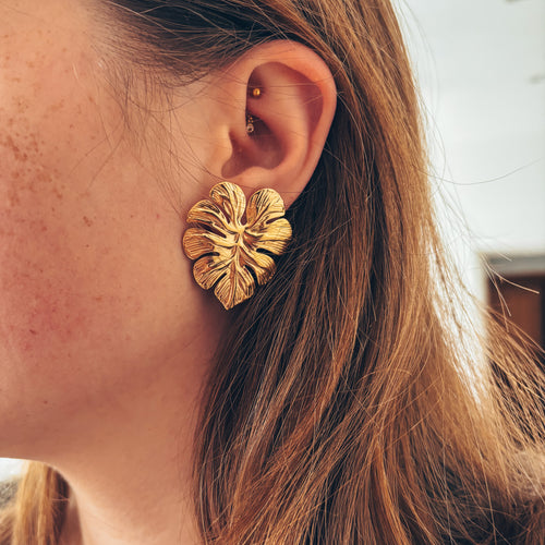 Boucles d'oreilles feuilles Montserra collection "Botanique"