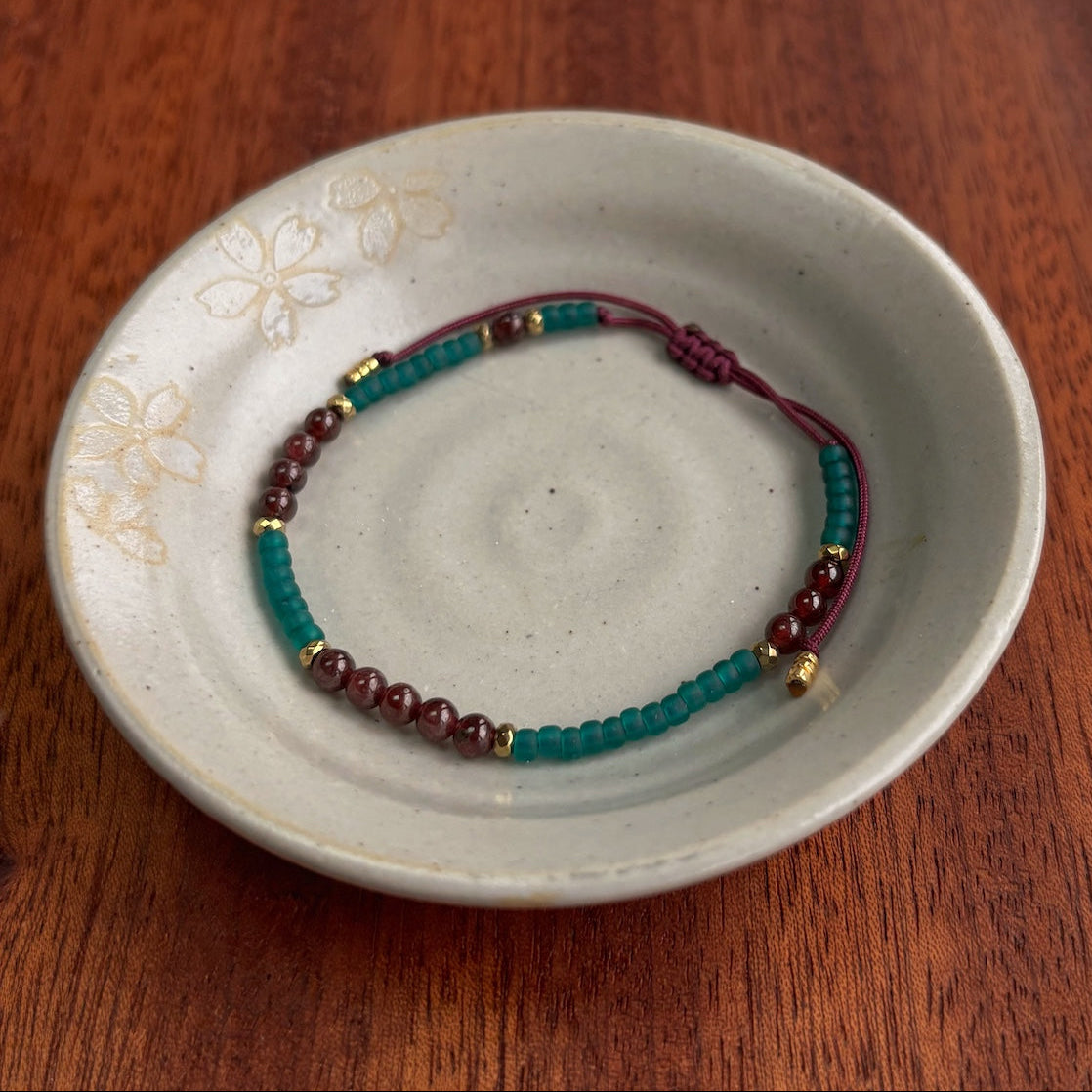 Bracelet HIPPY turquoise et grenat