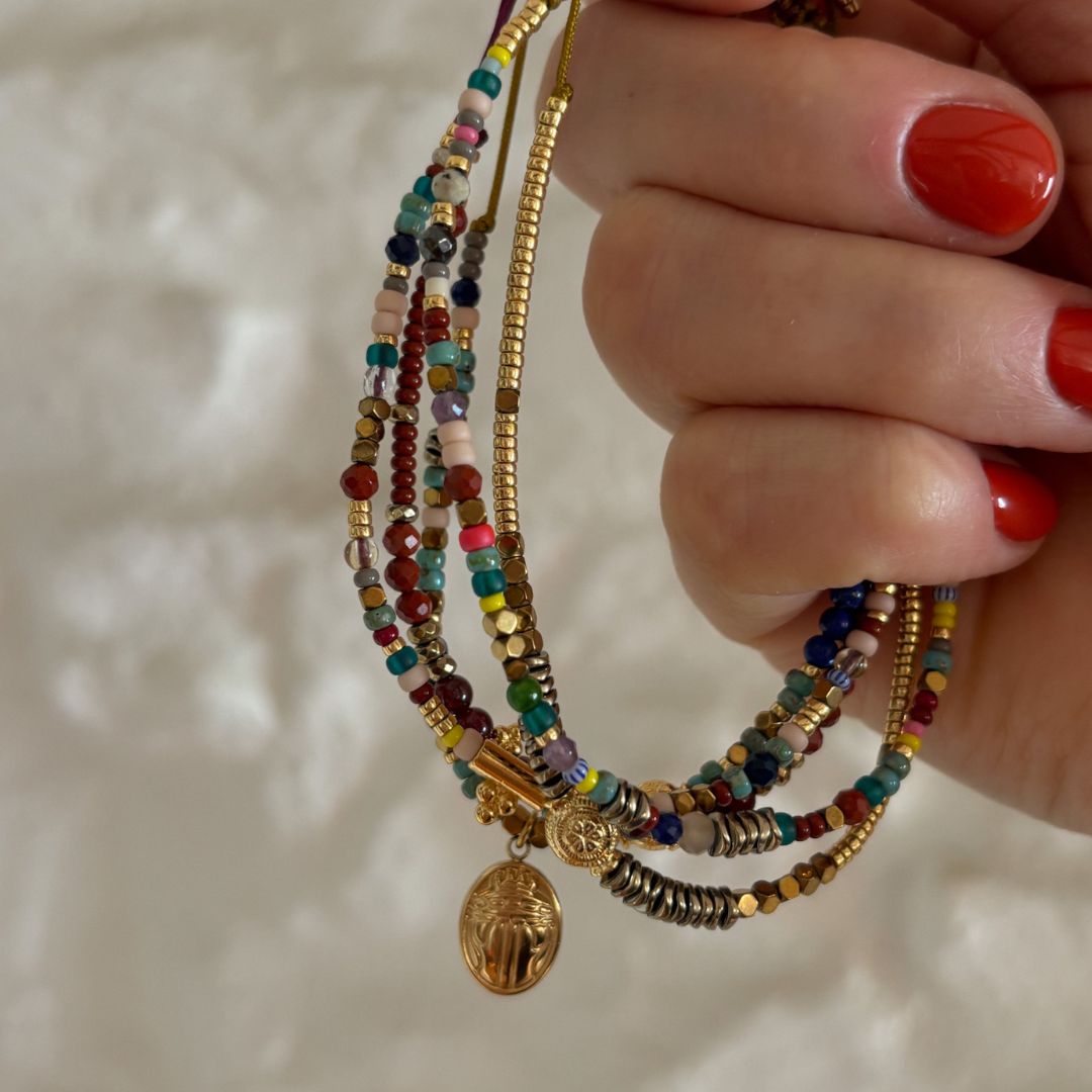 Bracelet TALISMAN · Scarabée & Lapis Lazuli