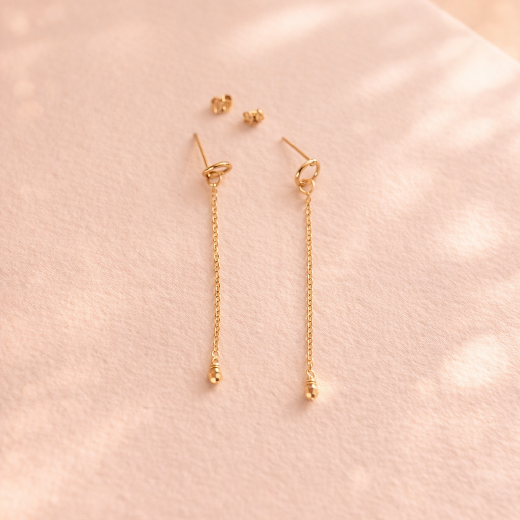 Boucles d'oreilles avec Cristal doré en gold filled 14K
