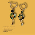 Boucles d'oreilles créoles Mini Hippy plaqué or avec pierres naturelles mêlées, modèle n°1