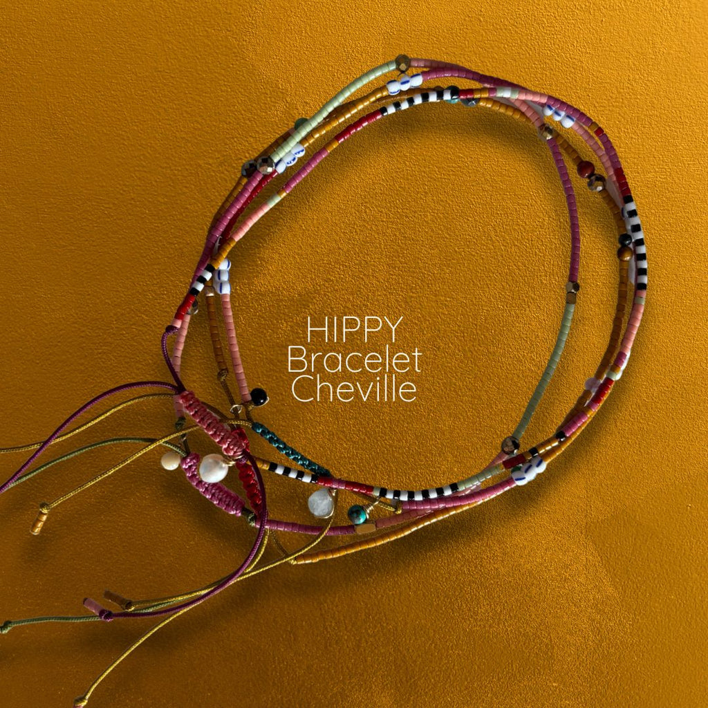 Bracelet de cheville HIPPY MarlaH Bijoux en perles Miyuki, cordon réglable, bijou festival fait main