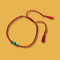 Bracelet hippy en soie rouge et turquoise avec perles miyuki - MarlaH Bijoux