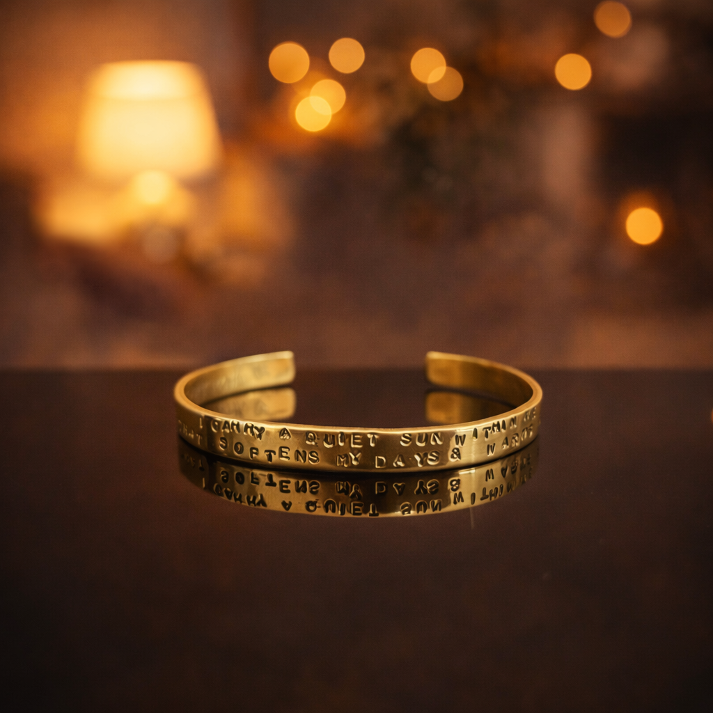 Bracelet jonc à message en laiton fait main, bijou symbolique et durable