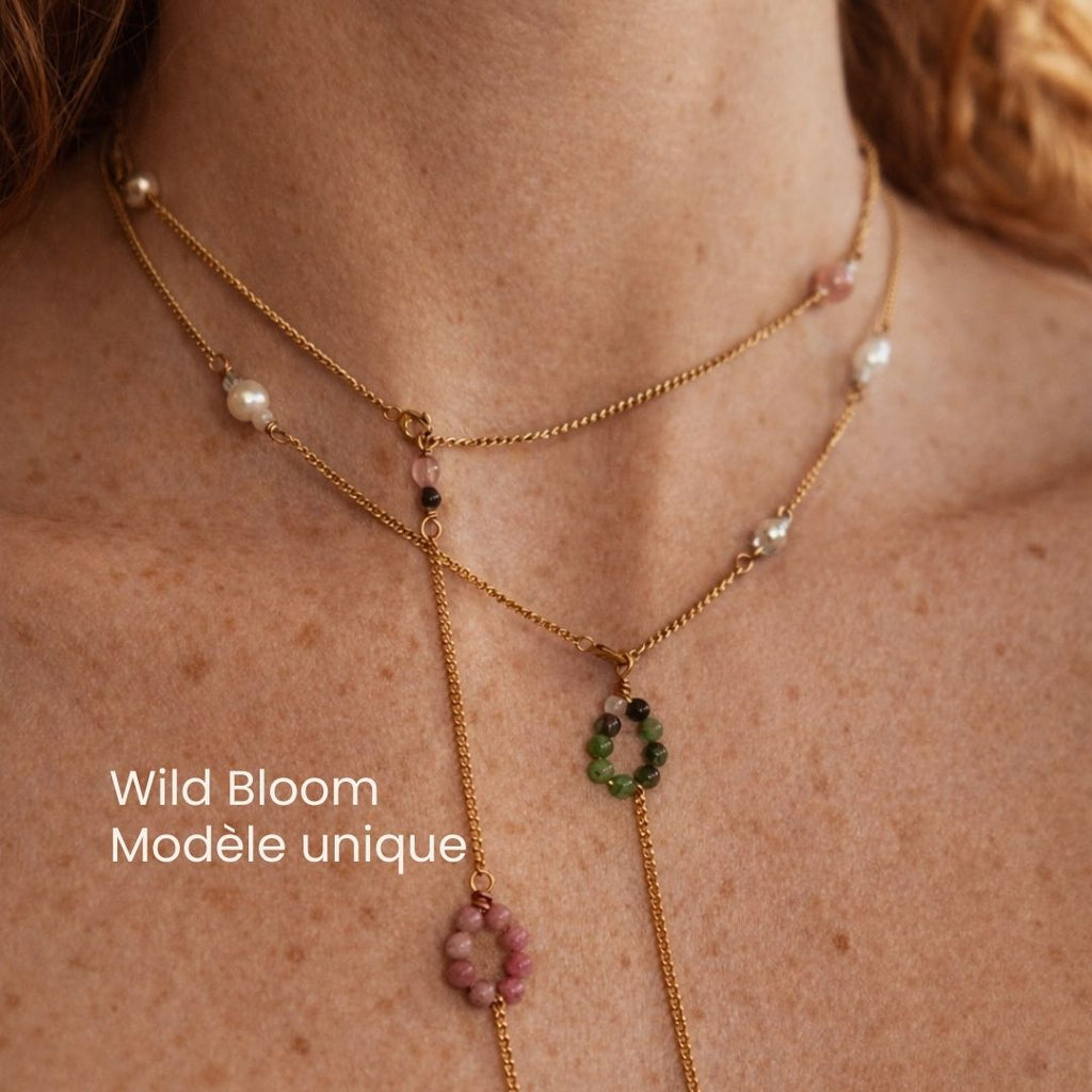 Collier Wild Bloom – Bijou artisanal belge en pierres naturelles