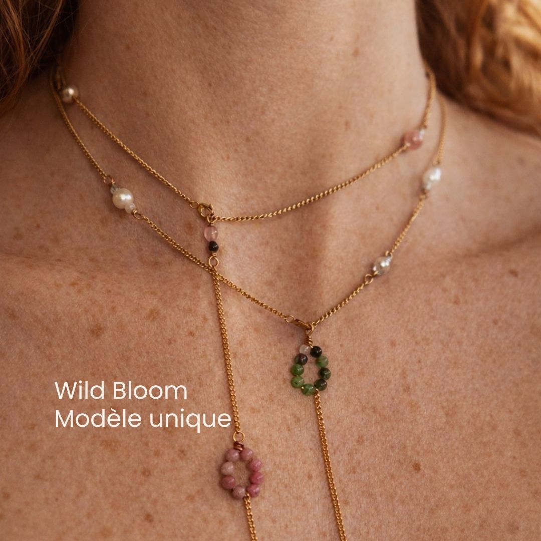 Collier Wild Bloom – Bijou artisanal belge en pierres naturelles