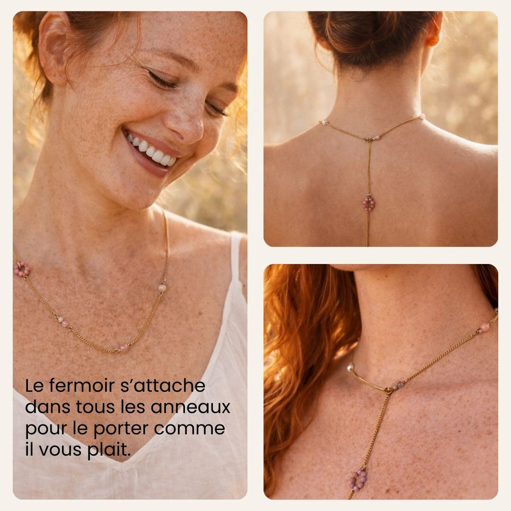 Collier Wild Bloom – Bijou artisanal belge en pierres naturelles