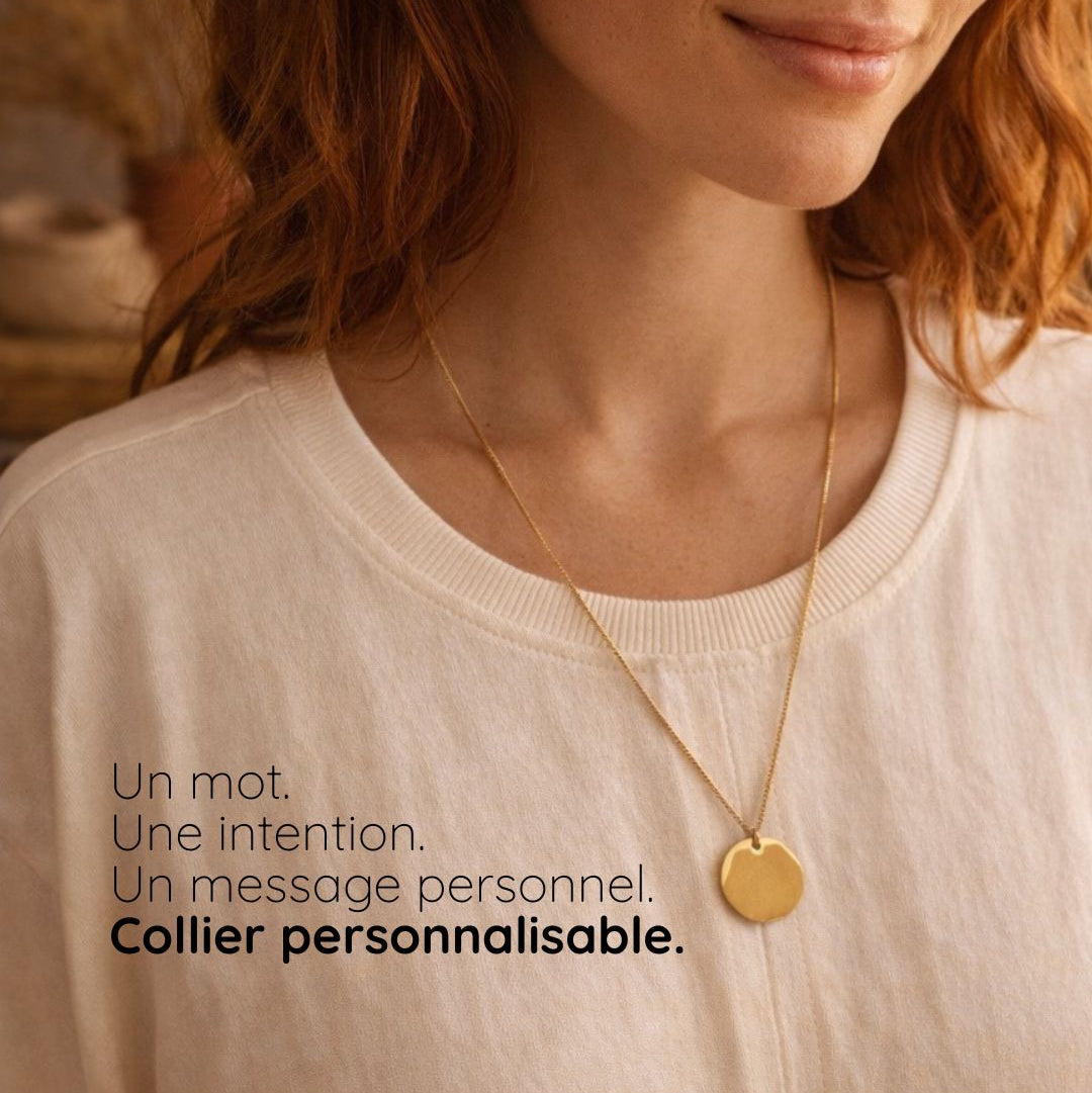 un mot une intention, un message personnel, collier personnalisable
