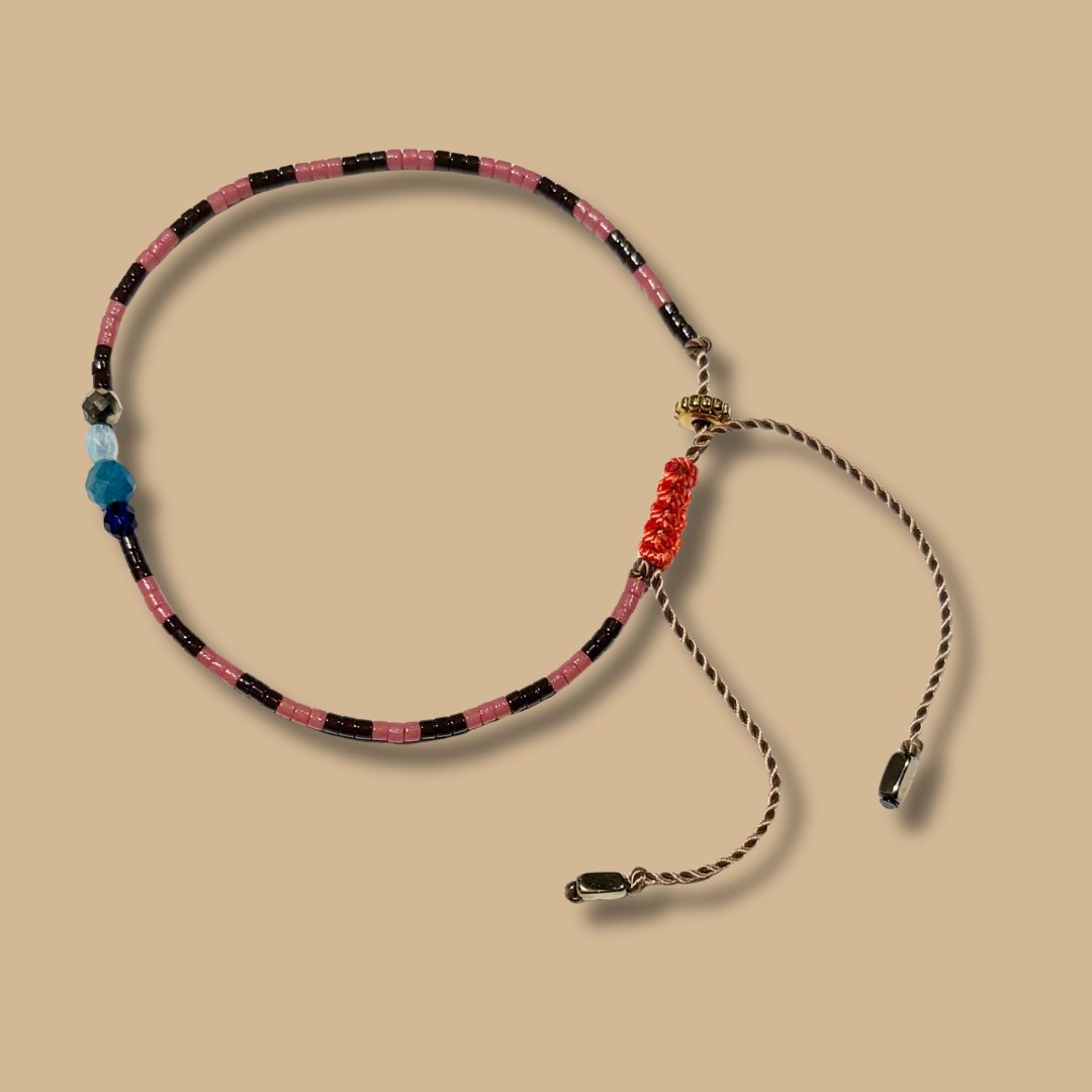 Bracelet HIPPY rose et chocolat
