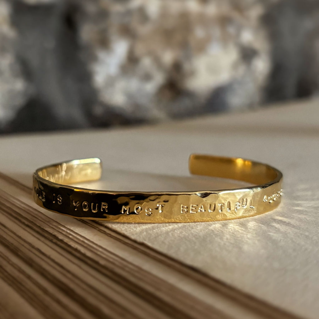 Bracelet plaqué or message – Origine - “Smile is your most beautiful accessory"