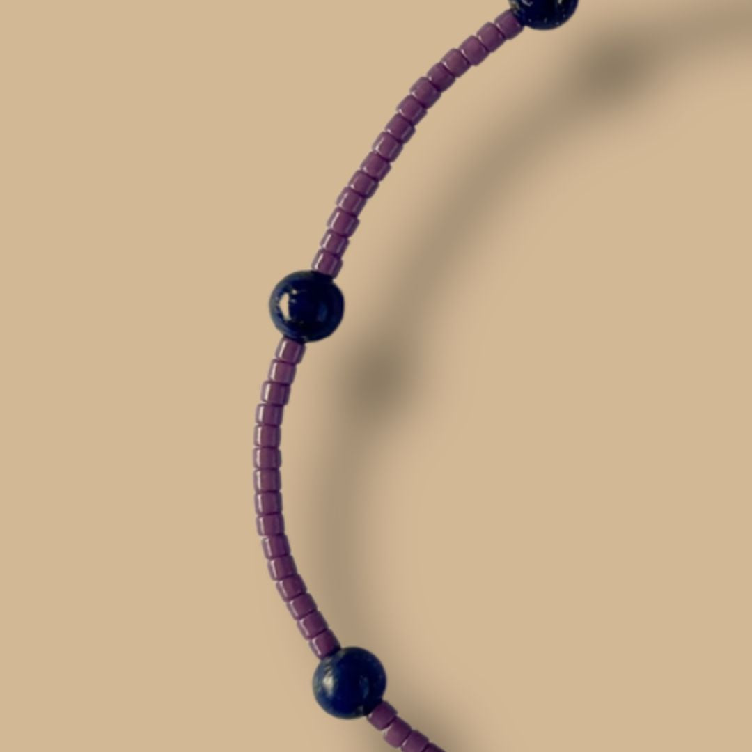 Bracelet HIPPY Lapis lazuli et perles Miyuki mauves