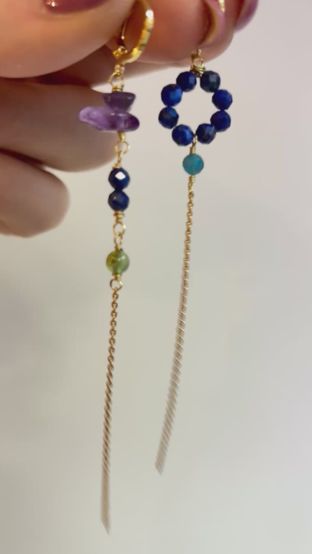 Boucles d'oreilles SIGNATURE améthyste et lapis lazuli