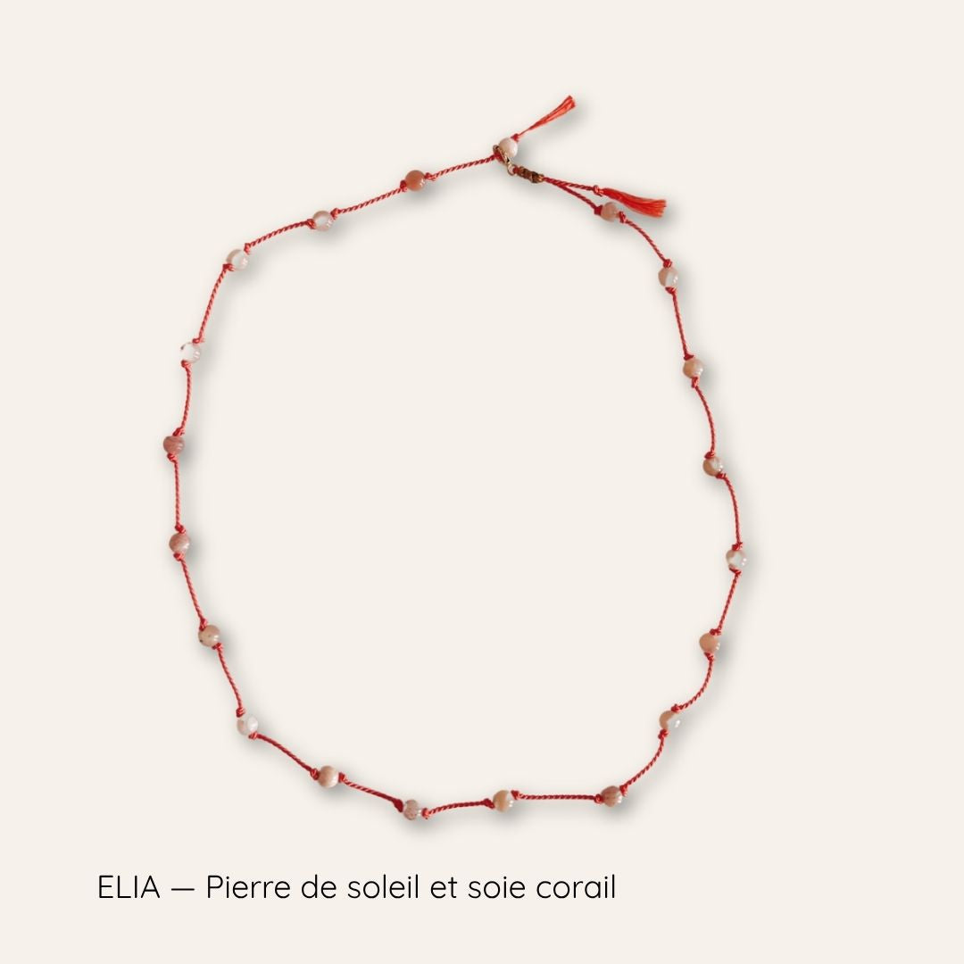 ELIA — Talisman de soie et pierre naturelle