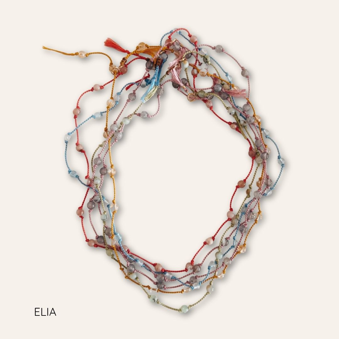 ELIA — Talisman de soie et pierre naturelle