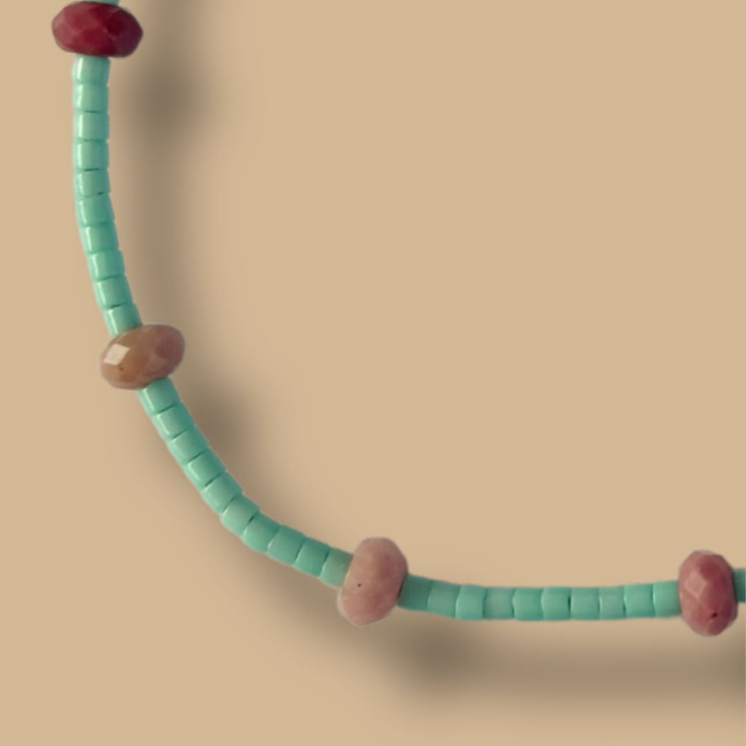 Bracelet HIPPY turquoise et rhodonite